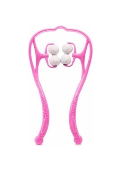 Boyun Bacak Ayak Bel Masaj Aleti Çok Fonksiyonlu Manuel 4 Tekerlekli - Pembe