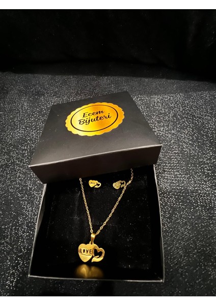 Çelik Altın Kaplama Kalpli Kolye Küpe Set indirimleri
