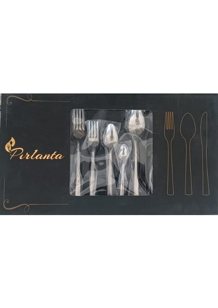 Pırlanta 30 Parça 6 Kişilik Çatal Kaşık Takımı 30 Parça Kutulu Hediyelik Çeyizlik Takım