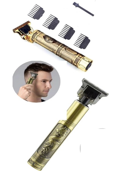 Gold Uçlu Vintage Şarjlı Traş Makinesi Saç Sakal Ense Çizim Vucüt Kılı Tıraş Makinası modelleri