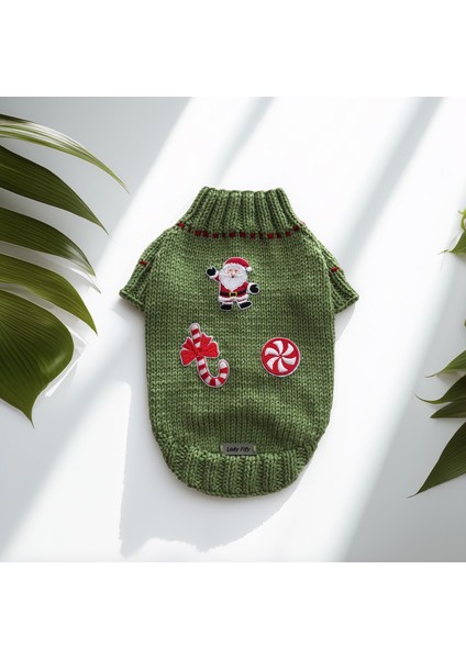 Kedi ve Köpek Için Açık Yeşil Yeni Yıl / Noel Kazağı