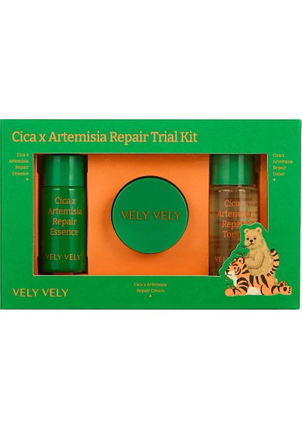 Cica x Artemisia Repair Trial Kit 10+7+7 ml Pelin Otu ve Centella Özü Içeren Seyahat Seti: Toner + Esans + Krem