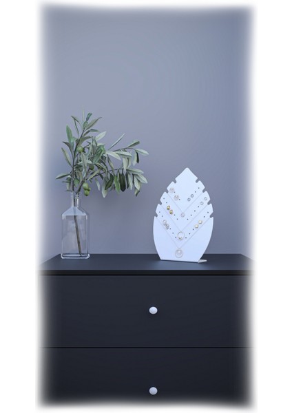 Yaprak Formlu Metal Küpe Standı – Masaüstü Takı ve Aksesuar Düzenleyici