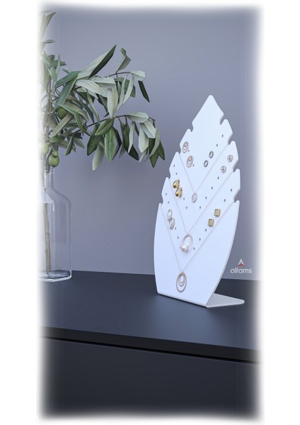 Yaprak Formlu Metal Küpe Standı – Masaüstü Takı ve Aksesuar Düzenleyici fiyatları