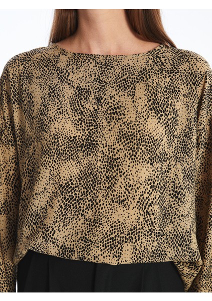 Yeni Sezon Bisiklet Yaka Desenli Uzun Kollu Kadın Bluz modelleri