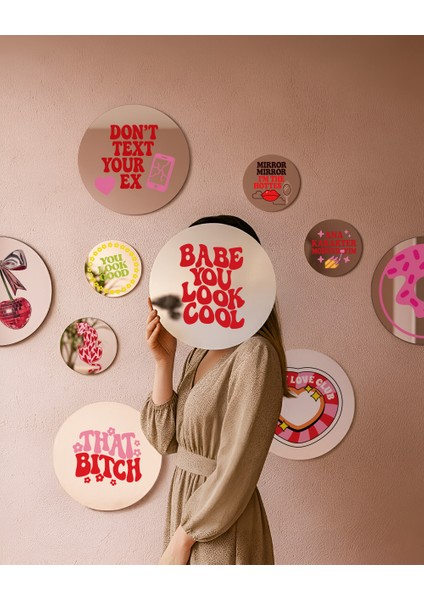 Mood Ayna Look Cool - Tasarım Ayna, Pinterest Dekoru, Dekoratif Baskılı Ayna, Yazılı Ayna fiyatları