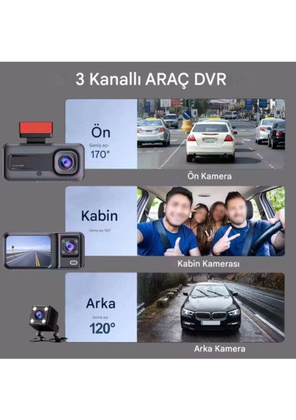 A-98 Wifi Full Hd 3 Kameralı Araç Içi Güvenlik Kamerası + Park Modu Kablosu Ön-Arka-Iç Kayıt,dashcam fiyatları