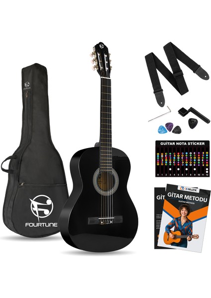 Luca C-180BK Siyah Klasik Gitar Seti 4/4 Sap Ayarlı