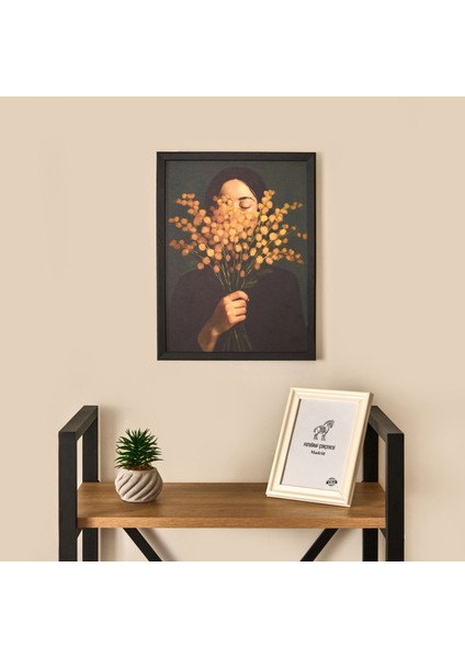 Deco Woman Of Flower Duvar Panosu - Siyah / Turuncu - 30X40 cm