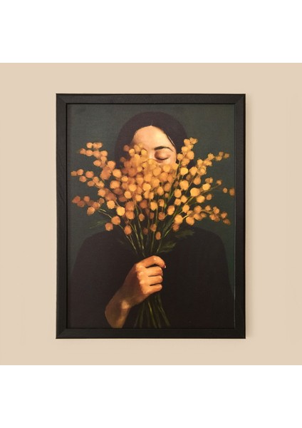 Deco Woman Of Flower Duvar Panosu - Siyah / Turuncu - 30X40 cm fiyatları