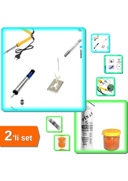 Havya Lehim Set 30 W - 6 Parça Lehim Seti + Lehim Pastası ve Tüp Lehim Teli - Lehim Seti P3PNKG