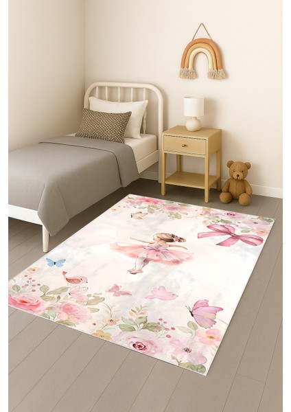 Balerin Kelebek ve Çiçekli Bambu Çocuk Odası Halısı fiyatları