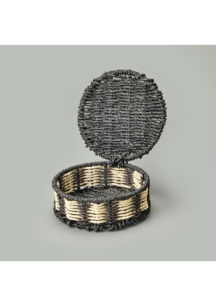 Living Elegant Curves Dekoratif Saklama Kutusu - Siyah / Beyaz - 15X5 cm