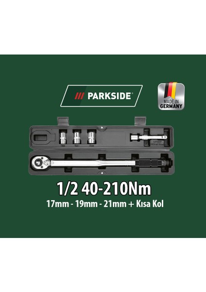 Parkside 40-210NM 1/2 Tork Anahtarı Seti 5 Parça