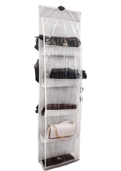 10 Bölmeli Dolap Içi Çanta Organizeri - Pembe Çizgili modelleri