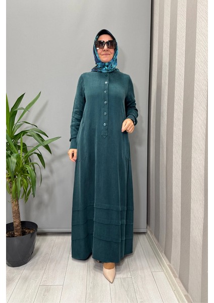 Cupro Ipek Elbise Petrol T26K-4024