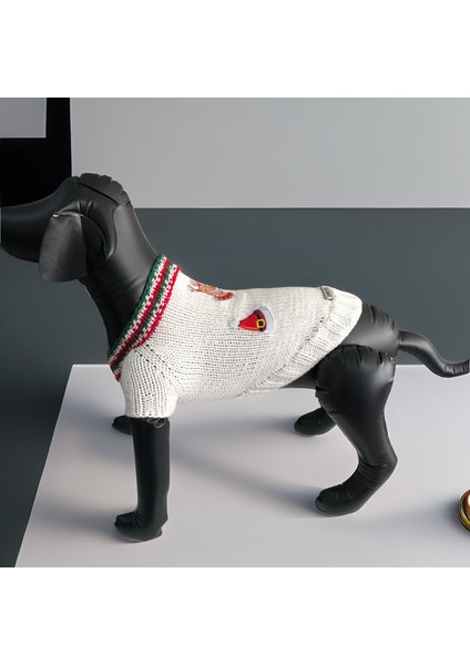 Kedi ve Köpek Için Beyaz Deer Candy Yeni Yıl / Noel Kazağı