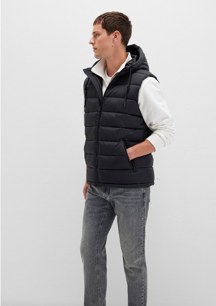 Kapüşonlu Siyah Şişme Yelek 0110604-71379