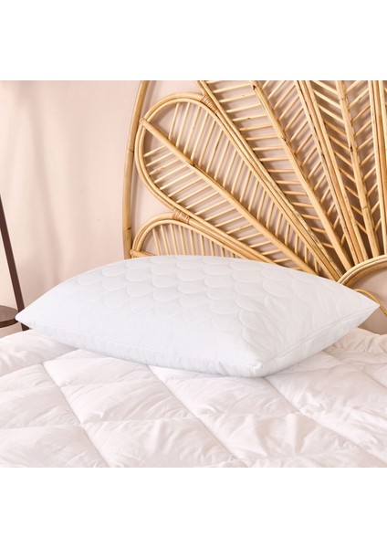Soft Dalga Kapitoneli Yastık Alezi - Beyaz - 50X70 cm fiyatları