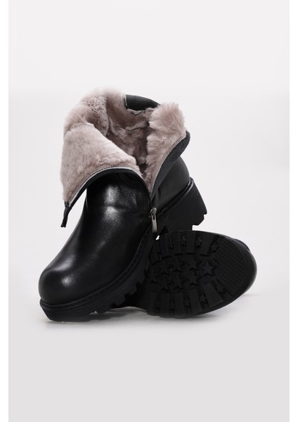 Hakiki Deri Kürklü Kadın Klasik Bot 124KZA3111 modelleri