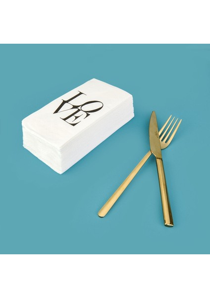 Kitchen 25'li Love Desen Peçete - Beyaz - 16X8 cm modelleri