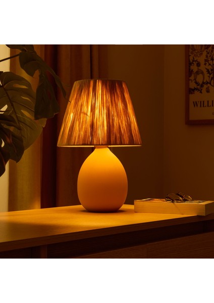 Design Rond Seramik Abajur - Hardal / Sarı - 37X24X24 cm fiyatları