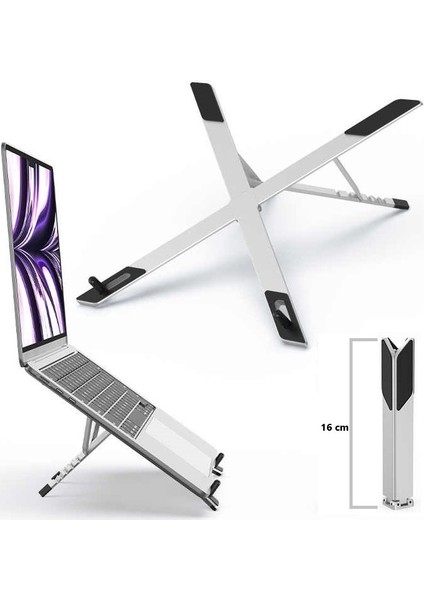 NB-011 10"-16" Uyumlu Katlanabilir Yükseklik Ayarlı Alüminyum Notebook Stand Soğutucu