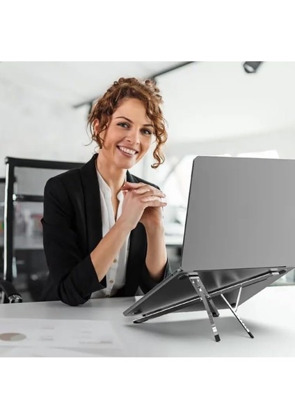 NB-011 10"-16" Uyumlu Katlanabilir Yükseklik Ayarlı Alüminyum Notebook Stand Soğutucu