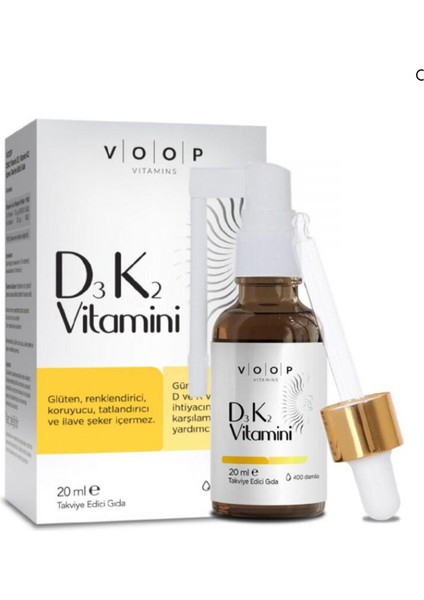 4 Adet Voop D3K2 Vitamin D3, Vitamin K2 Içeren Takviye Edici Gıda 20ML fiyatları