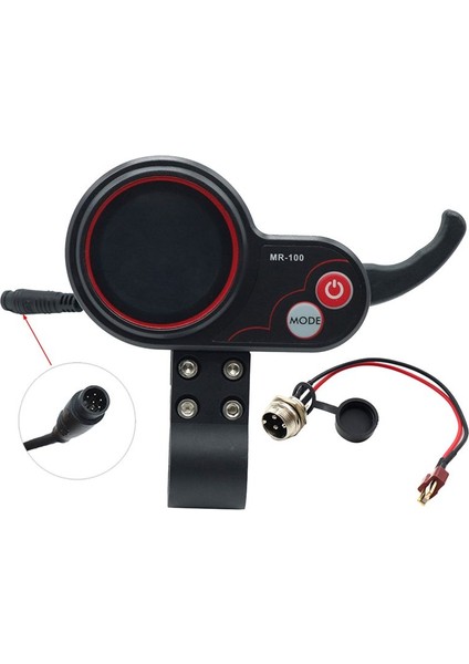 Kugoo M4 Elektrikli Scooter Için MR-100 LCD Gösterge Paneli 6 Pinli+T Tipi Kablo (Yurt Dışından)