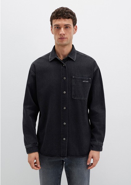 Aidan Mavi Black Antrasit Jean Gömlek 0210588-85622