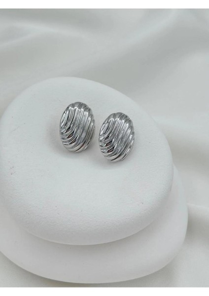 Silver Renkli Bombeli Küpe