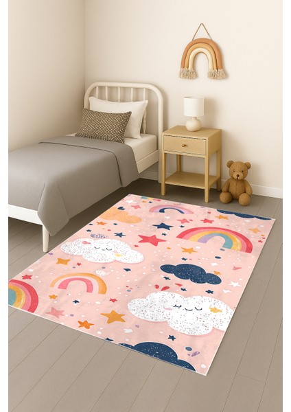 Renkli Hayaller Gökkuşağı Bulut Bambu Çocuk Odası Halısı fiyatları
