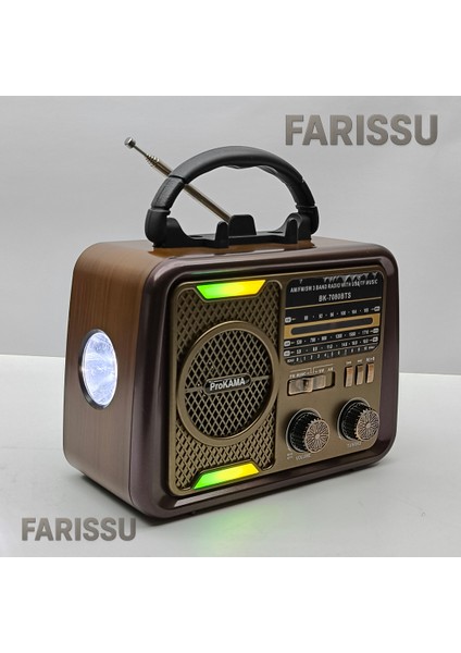 BK-7080BTS Nostaljik Görünümlü, Solar Şarjlı, Usb/tf Kart/bluetooth Müzik Çalar ve Fener indirimleri