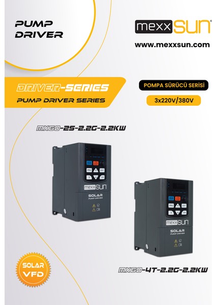 - Inges 2 Hp - 3 Hp ( 1.5 Kw - 2.2 Kw ) 3X220 Solar Pompa Sürücü - Monofaze 220