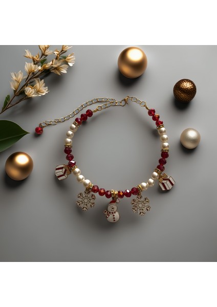 Kedi ve Köpek Için Kardan Adamlı Kırmızı Yeni Yıl / Noel Kolyesi fırsatları