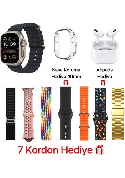 Watch Ultra 2 Max Suit Akıllı Saat 7 Kordon 1 Kulaklık Seti