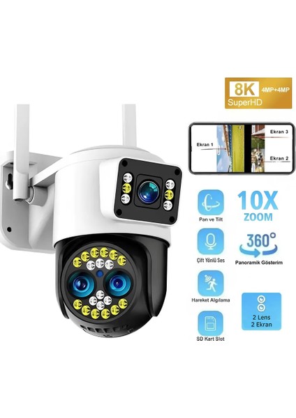 Wı-Fi Dış Mekan Sensör ve Mikrofonlu Akıllı Güvenlik Kamerası fiyatları