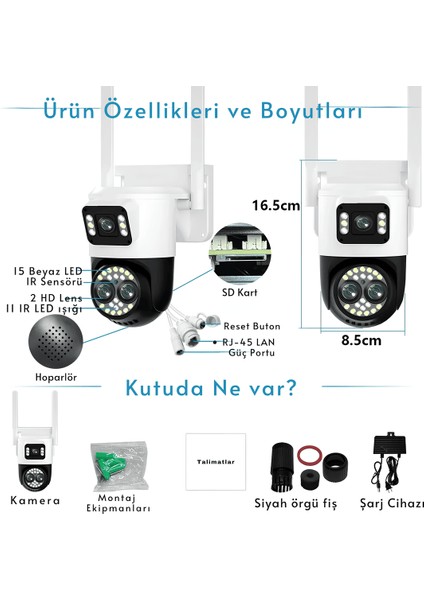 Wı-Fi Dış Mekan Sensör ve Mikrofonlu Akıllı Güvenlik Kamerası indirimleri
