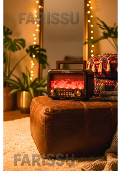 Everton RT-754 Şömine Görünümlü Nostaljik Bluetoothlu Radyo Güneş Enerjili Taşınabilir Müzik Kutusu modelleri