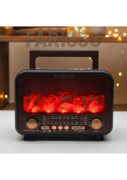 Everton RT-754 Şömine Görünümlü Nostaljik Bluetoothlu Radyo Güneş Enerjili Taşınabilir Müzik Kutusu
