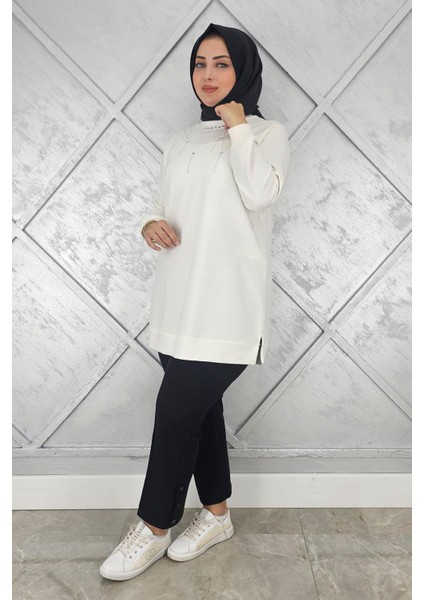 Kadın Taş Detaylı Tesettür Tunik