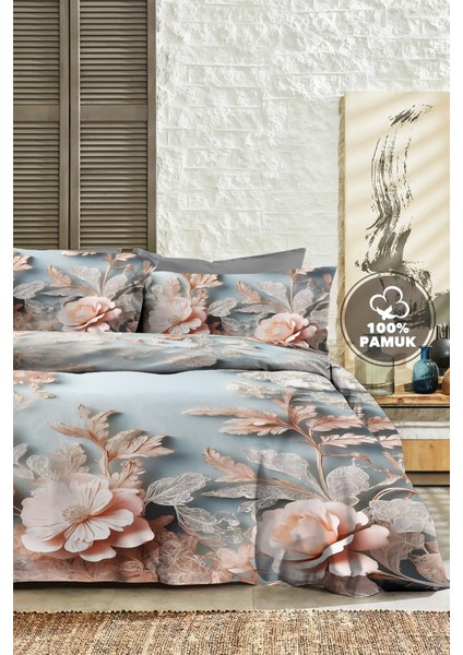 %100 Pamuk Ranforce Çeyizlik Luxury 5d Dijital Çift Kişilik Nevresim Takımı Blue Gray fiyatları