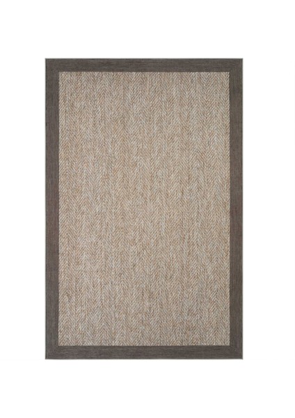 Pratico Kahverengi Mutfak Halısı Dijital Baskı Sisal Hasır Görünüm Kaydırmaz Taban Yıkanabilir Halı