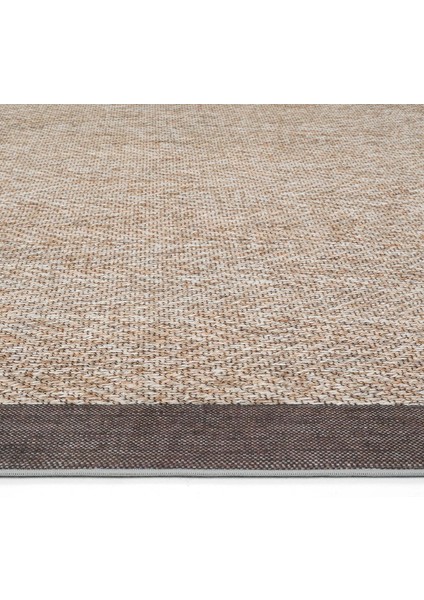 Pratico Kahverengi Mutfak Halısı Dijital Baskı Sisal Hasır Görünüm Kaydırmaz Taban Yıkanabilir Halı
