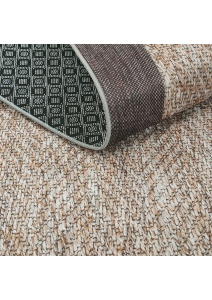 Pratico Kahverengi Mutfak Halısı Dijital Baskı Sisal Hasır Görünüm Kaydırmaz Taban Yıkanabilir Halı