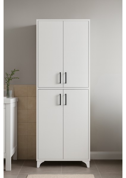 Çok Amaçlı Dolap 4 Kapaklı 6 Bölmeli Banyo ve Mutfak Dolabı fiyatları