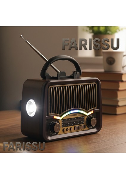 BK-7082BTS Solar Şarjlı Retro Tasarım Radyo - Bluetooth, Usb/tf Kart Girişli, El Fenerli (17X13X8 Cm)