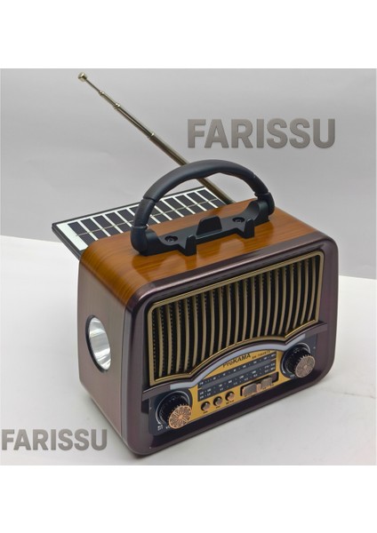 BK-7082BTS Solar Şarjlı Retro Tasarım Radyo - Bluetooth, Usb/tf Kart Girişli, El Fenerli (17X13X8 Cm) modelleri