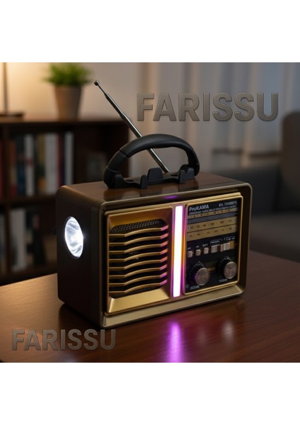 BK-7050BTS Nostaljik Solar Radyo | Am/fm/sw 3 Bant | Bluetooth, Usb/tf Müzik Destekli | El Fenerli
